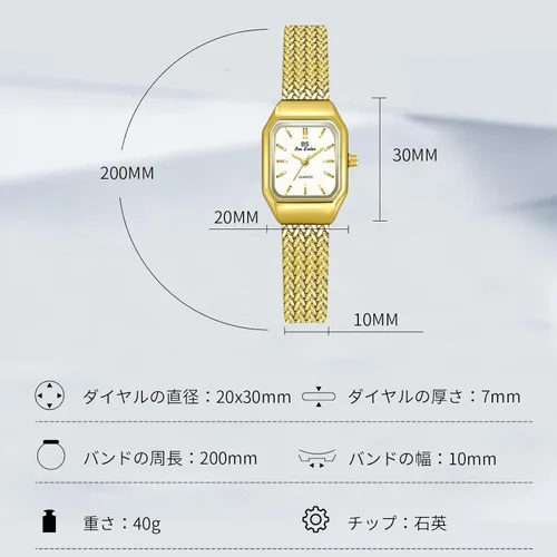 Vista 5 de RORIOS Relojes creativos para mujer, reloj de esfera cuadrada, reloj analógico de cuarzo con correa de acero inoxidable, impermeable, para mujeres