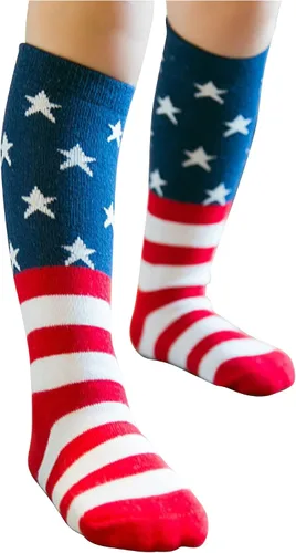 Vista 2 de UTTPLL Calcetines de algodón para niños pequeños, calcetines de béisbol hasta la rodilla, calcetines deportivos de fútbol para niños, calcetines