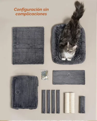 Vista 8 de Árbol para Gatos para Gatos Grandes, 20.9 * 15.7 pulgadas, Cama de Percha Grande para Gatos Adultos, Torre para Gatos de 22.8 pulgadas con Poste