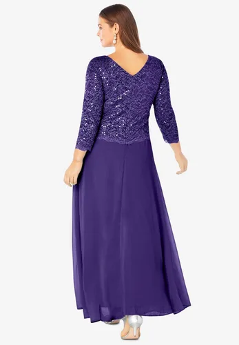 Vista 2 de Roaman's Vestido Popover de encaje de talla grande para mujer