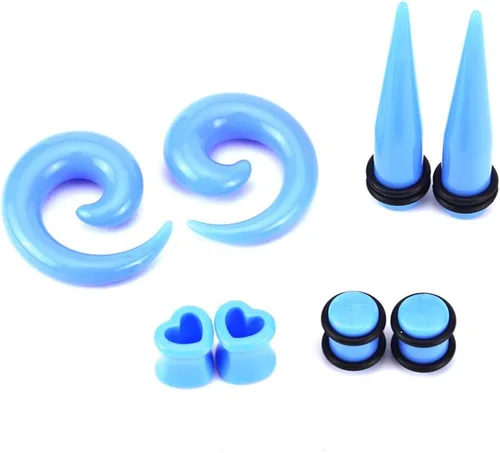 Vista 3 de JDXN - Kit de figuras de acrílico para calibración + Túneles de corazón + tapón con junta tórica + tapones en espiral 14G-00G Juego de estiramiento