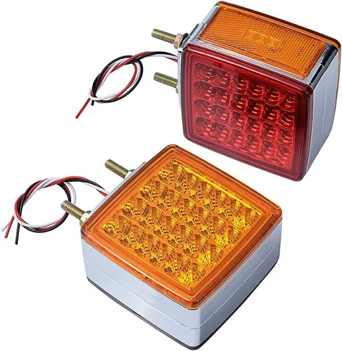 Vista 10 de Astra Depot 2 piezas de luz de cara doble de 3" redondas, 24 LED, color rojo, ámbar y blanco, para remolque de camión semi, tractor, vehículo largo