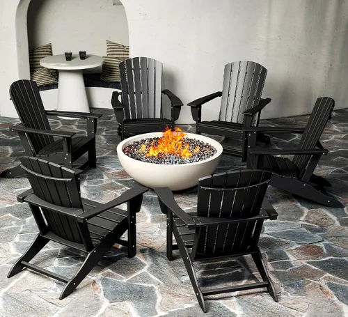 Vista 24 de BRIOPAWS - Set de 2 sillas Adirondack Silla para hoguera Tamaño grande Plástico HDPE Resistente a la intemperie para terraza, piscina al