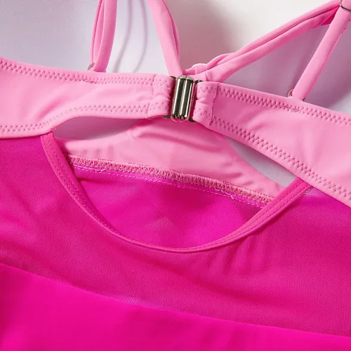 Vista 7 de OMKAGI Traje de baño de una pieza entrecruzado frontal para mujer, cuello en V, malla con control de abdomen