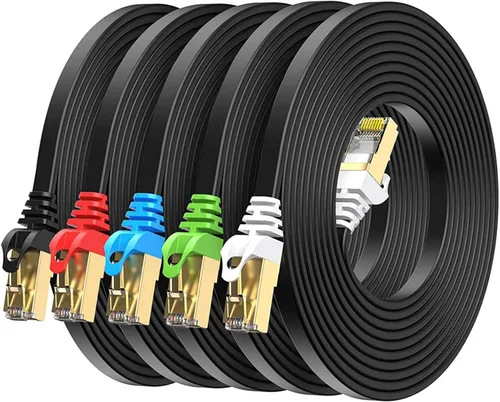 Vista 8 de BUSOHE Cable Ethernet Cat8 de 1 pie, paquete de 5 unidades, multicolor, 40 Gbps 2000 MHz Cat-8, cable de conexión de red LAN de Internet