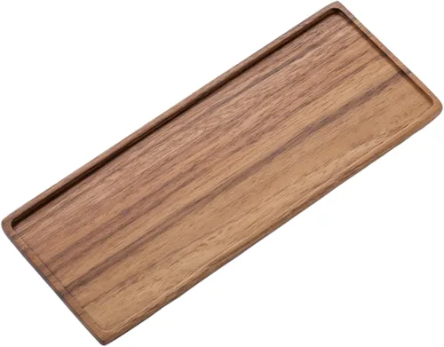 Vista 10 de Vandroop Bandeja de madera para servir, pequeñas bandejas decorativas para fiestas, aperitivos, té/café y queso, juego de 2 tablas de madera hechas