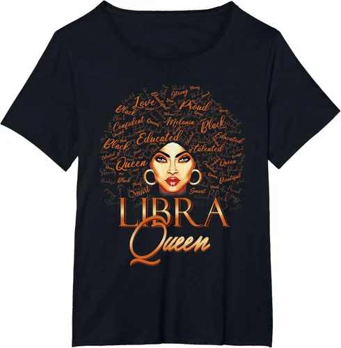 Vista 3 de Camiseta para mujer Libra Queen Born In Septiber October Melanin Birthday, Negro, S