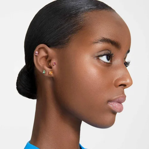Vista 5 de Swarovski Chroma Drop Crystal Earrings, Gold Tone Finish, Rhodium Finish, Latch Back Closure