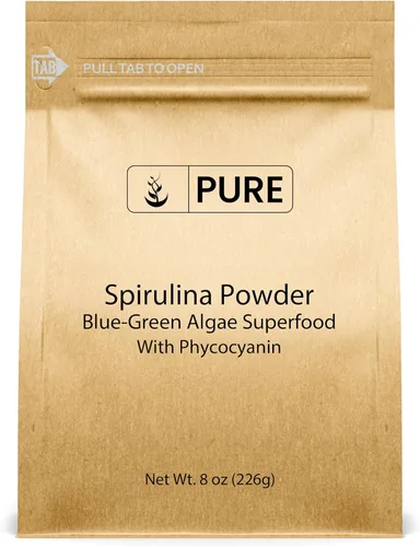 Vista 4 de PURE ORIGINAL INGREDIENTS Polvo de espirulina (4 oz) Superalimento de algas verdes con ficocianina
