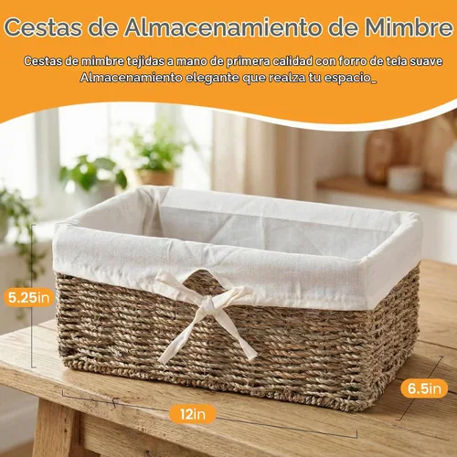 Vista 2 de vintiquewise (TM) – Canastilla para estante posidonias con forro de color blanco