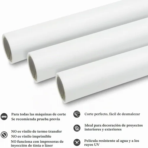 Vista 2 de TECKWRAP - Vinilo adhesivo permanente para manualidades 12 pulgadas x 10 pies Blanco mate