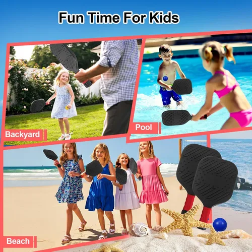 Vista 2 de Juego de 2 palas de pickleball ligeras impermeables y ligeras, juguetes de playa y piscina, divertido juego deportivo, regalo para adolescentes