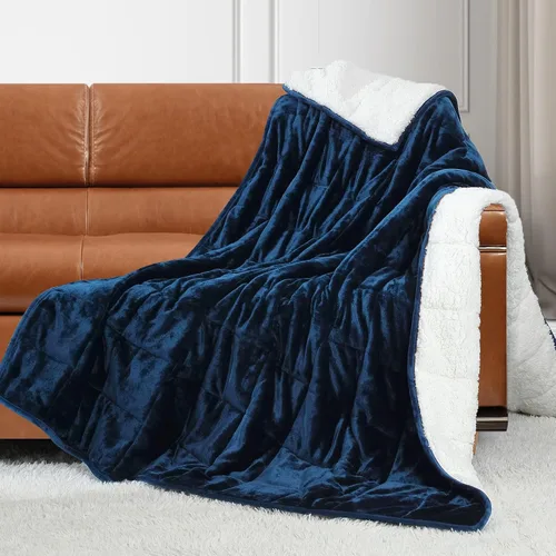 Vista 10 de Alomidds Manta con Peso para Adultos, Tamaño Twin 12 lbs Mantas con Peso, Manta Pesada con Forro Polar Suave y Brillante Reversible y Sherpa Cálido