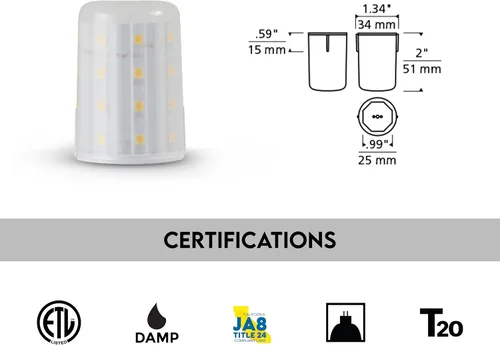Vista 3 de Tech Lighting Módulo de repuesto LED Bi-Pin - Guías laterales de alineación de fácil instalación, 3000K, 550 lúmenes, regulable, clasificación