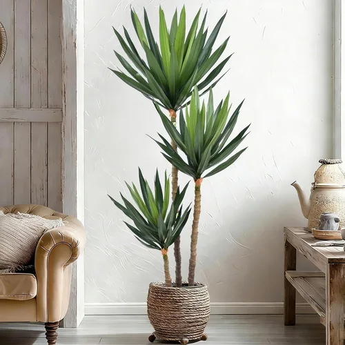 Vista 8 de Árbol de agave artificial de 5 pies con protección UV, 88 hojas