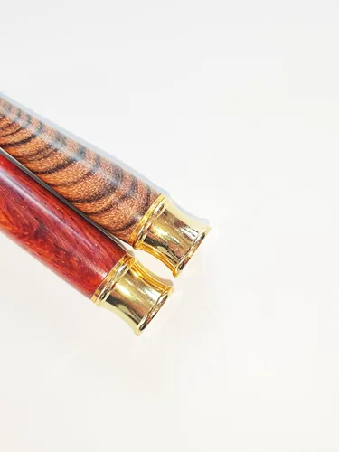 Vista 2 de Juego de 2 portacigarrillos de madera con interfaz de metal, hecho a mano de madera natural, portátil, reutilizable, regular