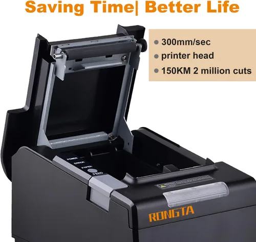 Vista 12 de Impresora POS Rongta, Impresora de Recibos Térmica de 80mm, Impresora de Cocina para Restaurante con Cortador Automático, Interfaz USB Serial