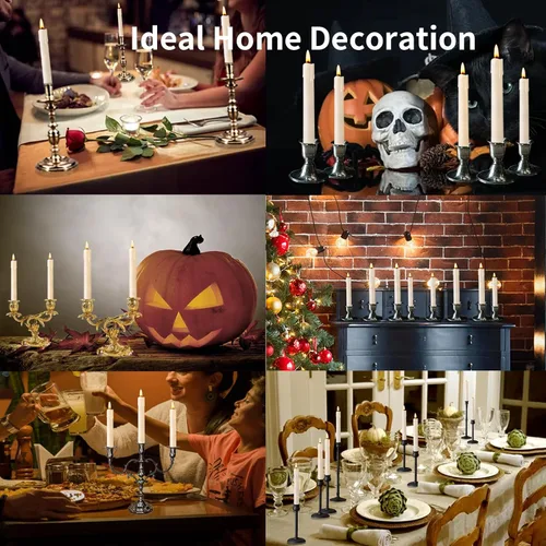Vista 7 de YBU Velas cónicas sin llama con control remoto de 7 pulgadas, velas LED con temporizador de luz parpadeante, atenuador, velas de ventana a