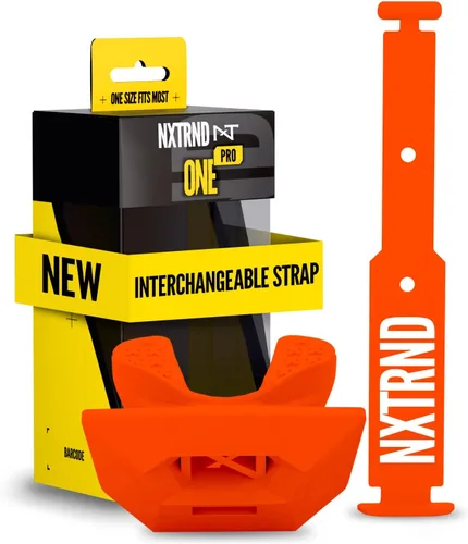 Vista 17 de Protector bucal de fútbol americano Nxtrnd One Pro, correa intercambiable, se adapta a adultos y jóvenes (negro)
