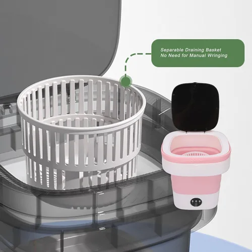Vista 3 de HURRISE Mini máquina de lavandería, máquina de lavandería plegable de 14 litros con 3 modos de limpieza profunda, para ropa interior, calcetines