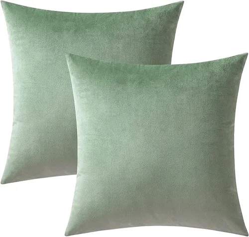 Vista 8 de VAKADO Juego de 2 fundas de almohada de terciopelo beige crema de 16 x 16 pulgadas, fundas de cojín cuadradas suaves y sólidas, decoración del hogar