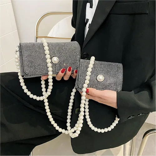 Vista 7 de Naimo Bolso cruzado con diamantes de imitación de cristal brillante, bolso de mano de noche de diamante, bolso para teléfono celular para fiesta