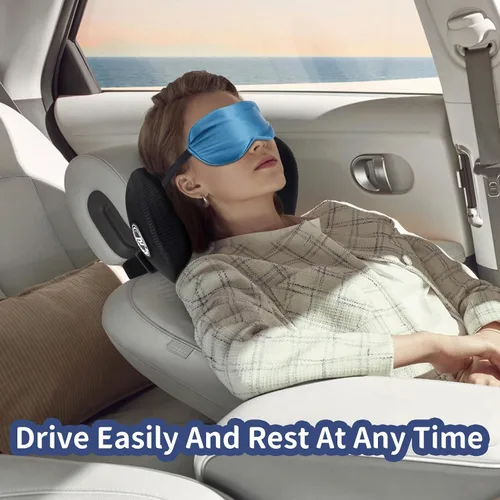 Vista 7 de SPRFUFLY Paquete de 2 almohadas para reposacabezas de coche, almohada de nube para coche con correa ajustable - 100% espuma viscoelástica y funda