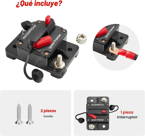 Vista 6 de RED WOLF - Disyuntor de circuito impermeable de 100 amperios para motor de arrastre de barco, vehículo marino, ATV, sistema de batería electrónica