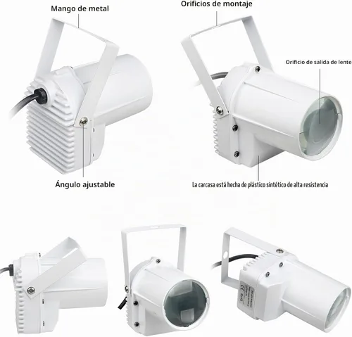 Vista 5 de Luz de Bola de Discoteca, PinSpot LED Blanco de 3W para Iluminar Bola de Espejo, Luces de PinSpot para DJ en el Escenario (Cáscara Blanca)