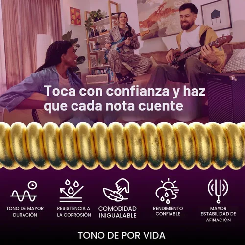 Vista 5 de Elixir, cuerdas de bronce para guitarra acústica 80/20 con recubrimiento Polyweb, extralivianas (.010-.047)