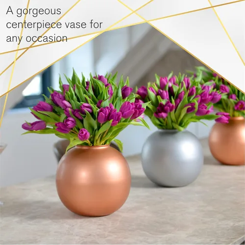 Vista 4 de Walbrook Jarrón decorativo de oro rosa, centro de mesa, jarrones pequeños para flores, decoración de oro rosa