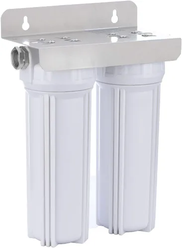 Vista 2 de Sistema de filtro de agua dual externo para vehículos recreativos para reducir sedimentos, suciedad, arena, óxido, partículas de escamas y sabor a
