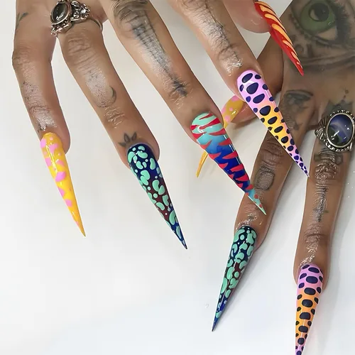 Vista 8 de Uñas postizas largas a presión con forma de almendra, uñas postizas acrílicas de color sólido con diseño de espejo de lujo, uñas artificiales