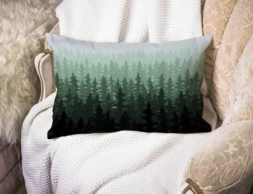 Vista 3 de Solekla Jcp152 - Funda de cojín decorativa de lino y algodón con diseño de pinos en acuarela para sofá, cama, 12 x 20 pulgadas
