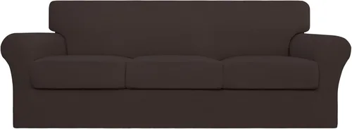Vista 54 de Easy-Going Funda elástica de sofá de 4 piezas de gran tamaño para perros, funda de sofá lavable para 3 cojines separados, protector de muebles Negro
