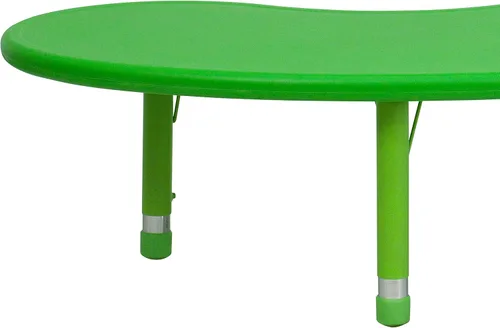 Vista 9 de BizChair Mesa de actividades ajustable en altura de plástico verde media luna 35x65