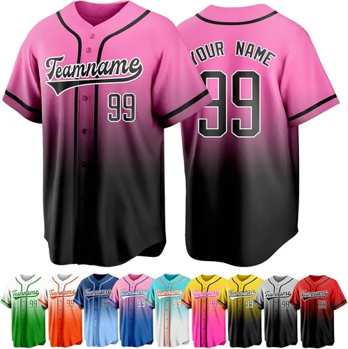 Vista 17 de Custom Baseball Jersey Personalized Short Sleeve Team Sport Uniform Baseball Shirt for Men Women Youth Boy