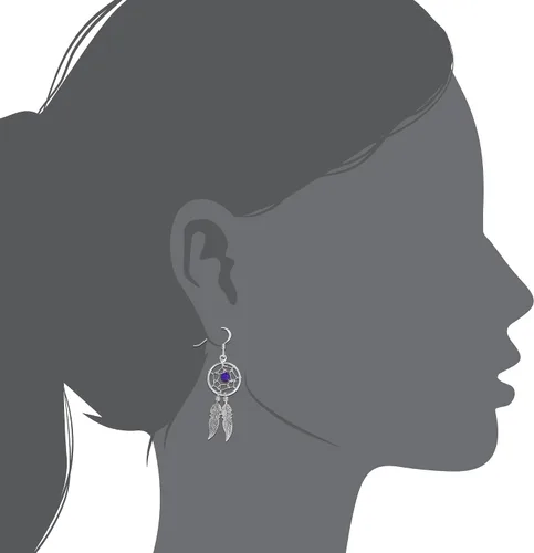 Vista 2 de WithLoveSilver - Aretes colgantes de plata de ley 925 con diseño de atrapasueños