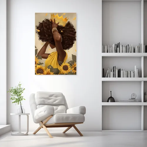 Vista 3 de ARTZGX Arte de pared afroamericano, lienzo para mujer, fotos de girasol, flores amarillas, marco de decoración de pared