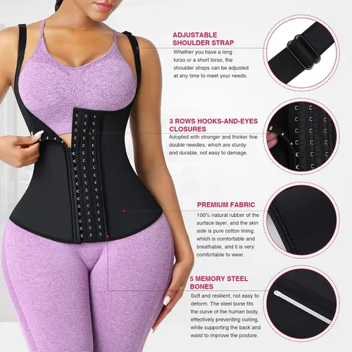 Vista 4 de FeelinGirl Waist Trainer for Women Latex Corset Cincher Vest Sport Workout Girdle Hourglass Body Shaper with Steel Bones