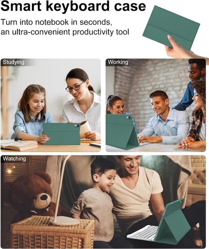 Vista 7 de Funda de teclado para iPad Mini 7ª (A17 Pro, 2024) y 6ª (2021) de 8.3 pulgadas, recargable, teclado Bluetooth desmontable, funda protectora delgada