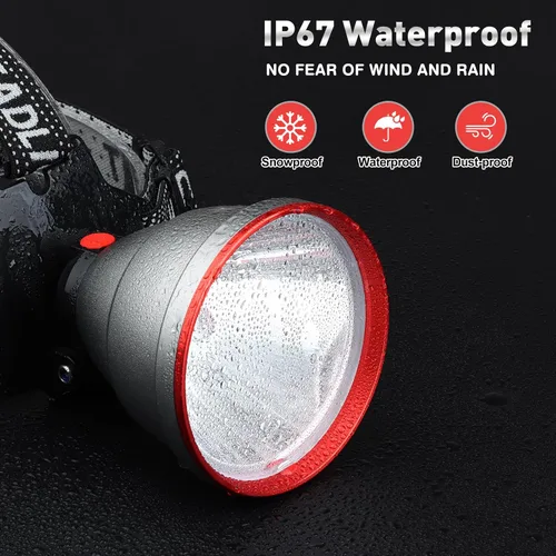 Vista 5 de Aikertec Paquete de 2 faros recargables, linterna de cabeza súper brillante, funciona con batería de 80 horas, ajustable a 120°, impermeable IP67