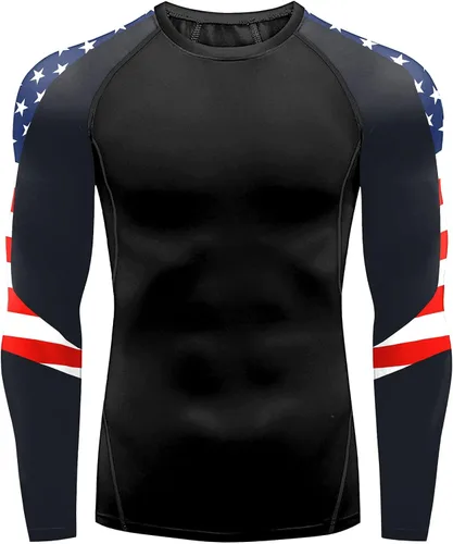 Vista 3 de Camisetas de manga larga para hombre, con protección solar UPF 50+, Jiu Jitsu, para deportes, fitness, gimnasio, natación