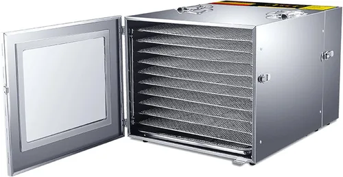 Vista 8 de Deshidratadores comerciales de 10 capas, secadora de frutas y verduras de acero inoxidable de 600 W, control de temperatura de 95.0-167.0 °F