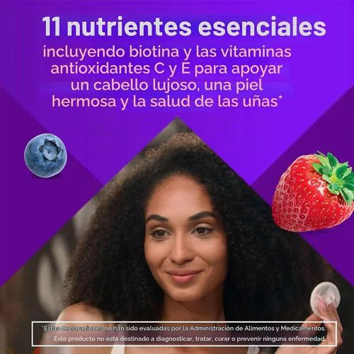 Vista 4 de Vitafusion Gorgeous Hair - Vitaminas de gomitas multivitamínicas para el cabello, uñas de piel, además de biotina y vitaminas antioxidantes CE