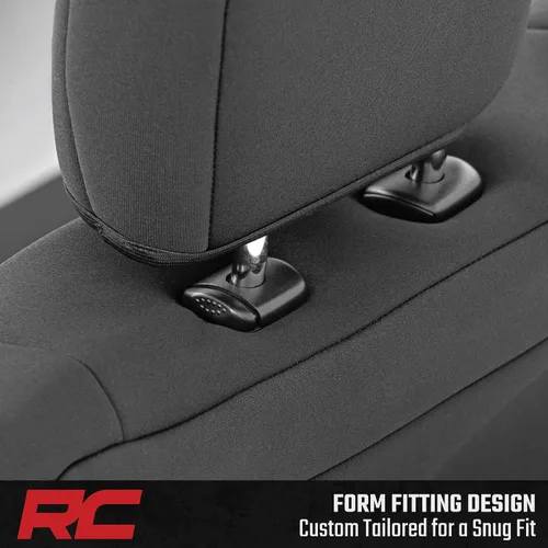 Vista 6 de Rough Country Fundas de asiento de neopreno para Ford F-150, Lightning, F-250 y F-350 con cabina doble (2015-2025) con asiento tipo cubo delantero