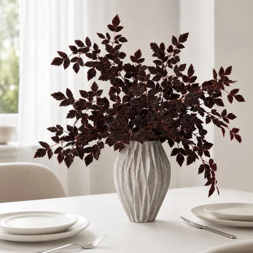Vista 4 de 6 piezas de 20 pulgadas de ciruela artificial Cimicifuga Leaf Sprays, decoración de imitación de Cimicifuga