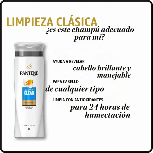 Vista 4 de Pantene, Champú, Pro-V Classic Clean, 25.4 fl oz, paquete doble