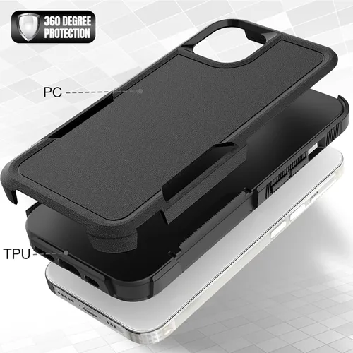 Vista 4 de MDCN Funda resistente para teléfono: protección de doble capa, a prueba de golpes, resistente con protector de pantalla, prueba de caídas de grado