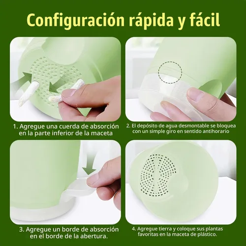 Vista 3 de Macetas de riego automático de 4 pulgadas, paquete de 6 macetas de plástico con agujeros de drenaje y platillos transparentes, macetas de plástico
